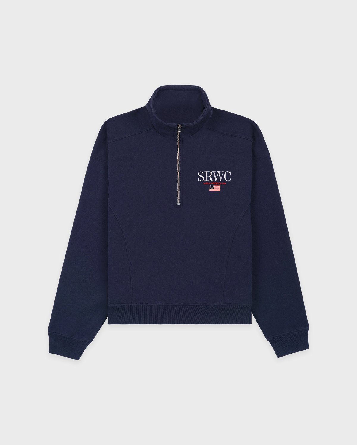 Sporty & Rich Nautical Embroidered Quarter Zip in Navy