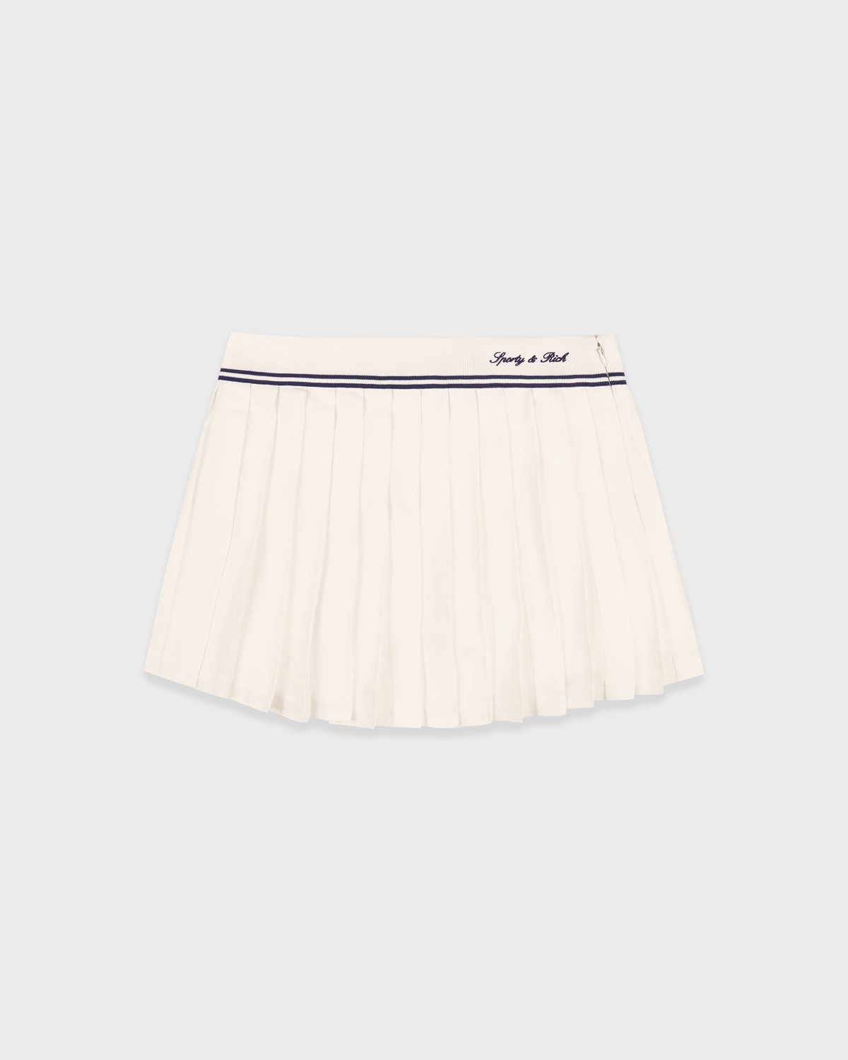 Sporty & Rich Signature Logo Abigail Skirt in Ecru/Navy