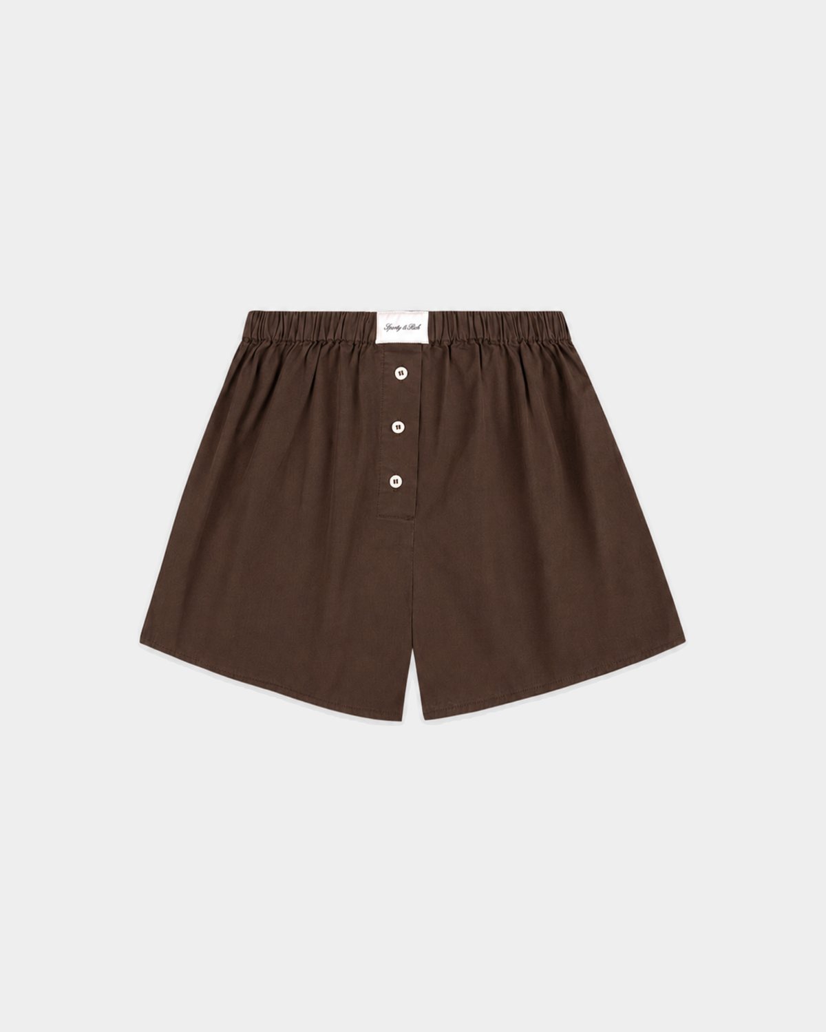 Sporty & Rich Loly Signature Logo Ring Short in Chocolate