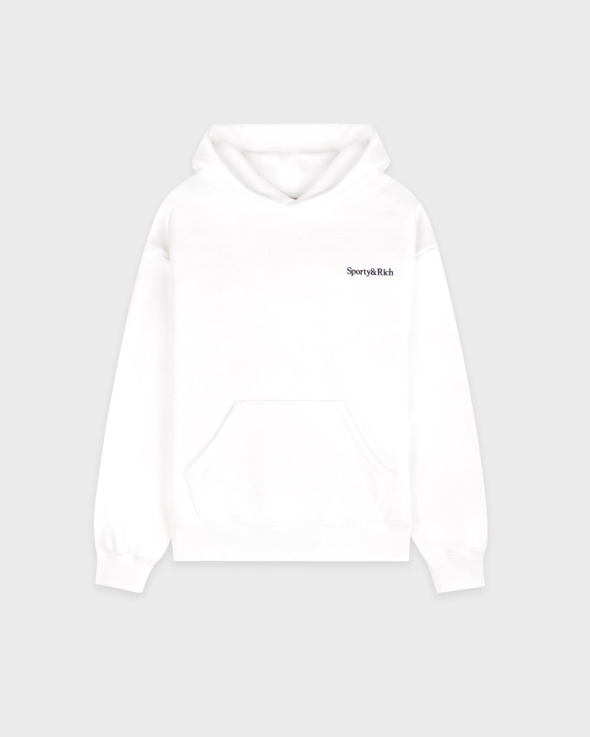 Sporty & Rich Elaine Serif Logo Hoodie in White