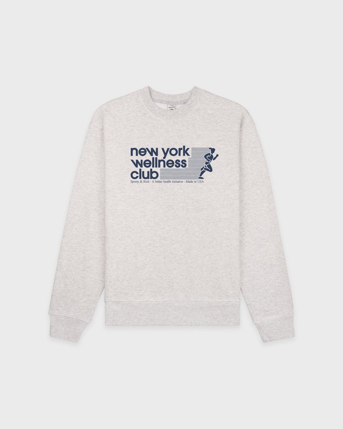 Sporty & Rich USA Wellness Club Crewneck in Heather Gray/Light Navy