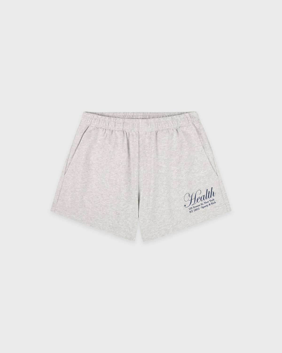 Sporty & Rich NY Health Disco Short in Heather Gray/Light Navy