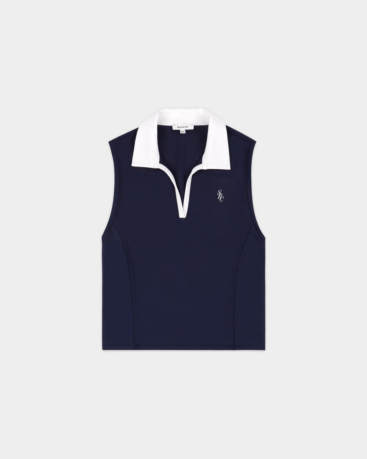 Sporty & Rich Fanny SRC Sports Polo Vest in Dark Navy/White