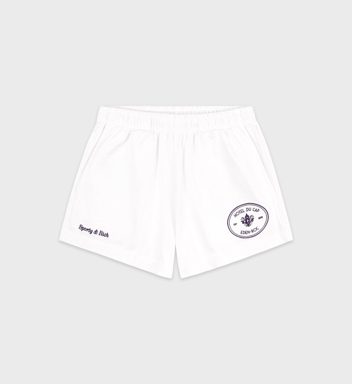 Sporty & Rich Eden Crest Disco Short in White/Navy
