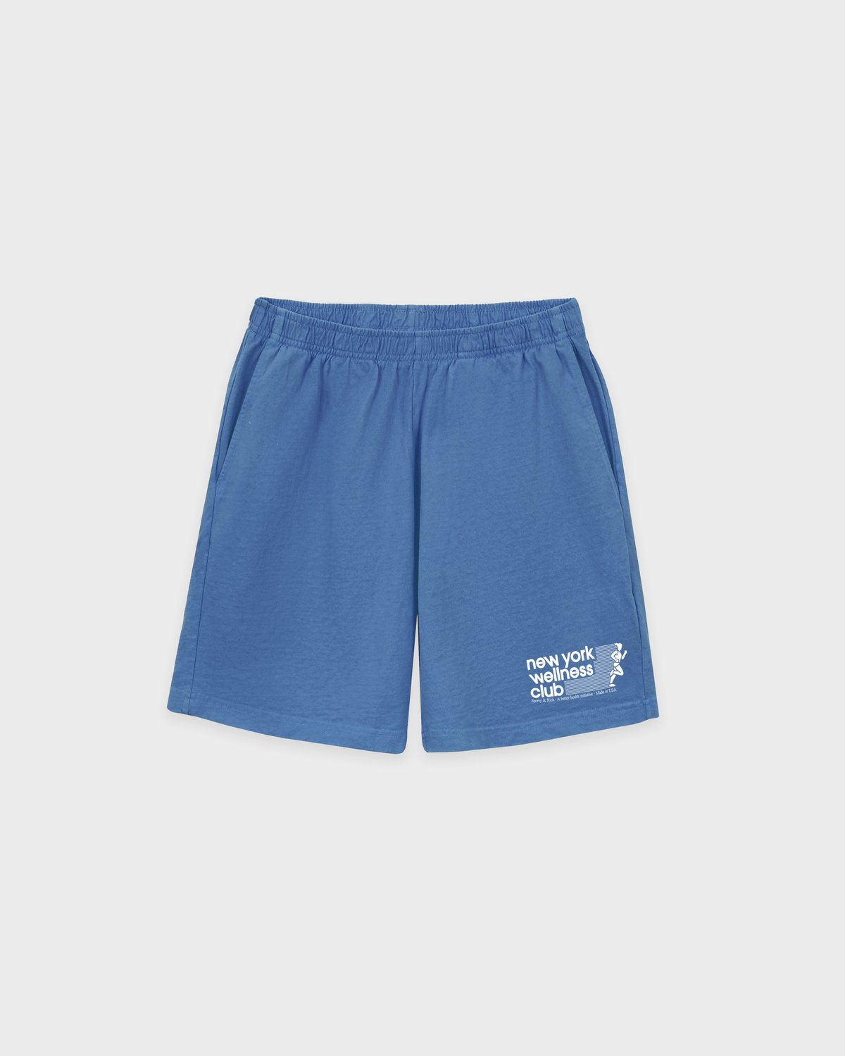 Sporty & Rich USA Wellness Club Gym Short in Dusty Blue/White