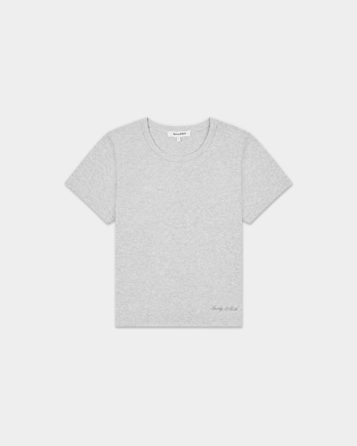 Sporty & Rich Vanessa Signature Logo Comfort Baby Tee in Heather Gray