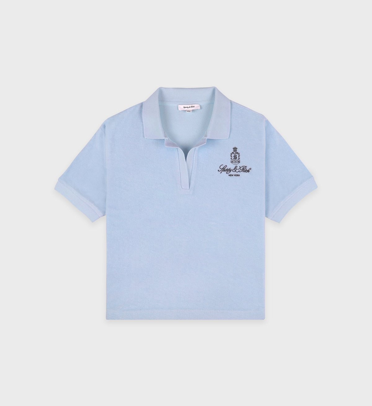 Sporty & Rich Vendome Terry Polo in Ciel/Navy
