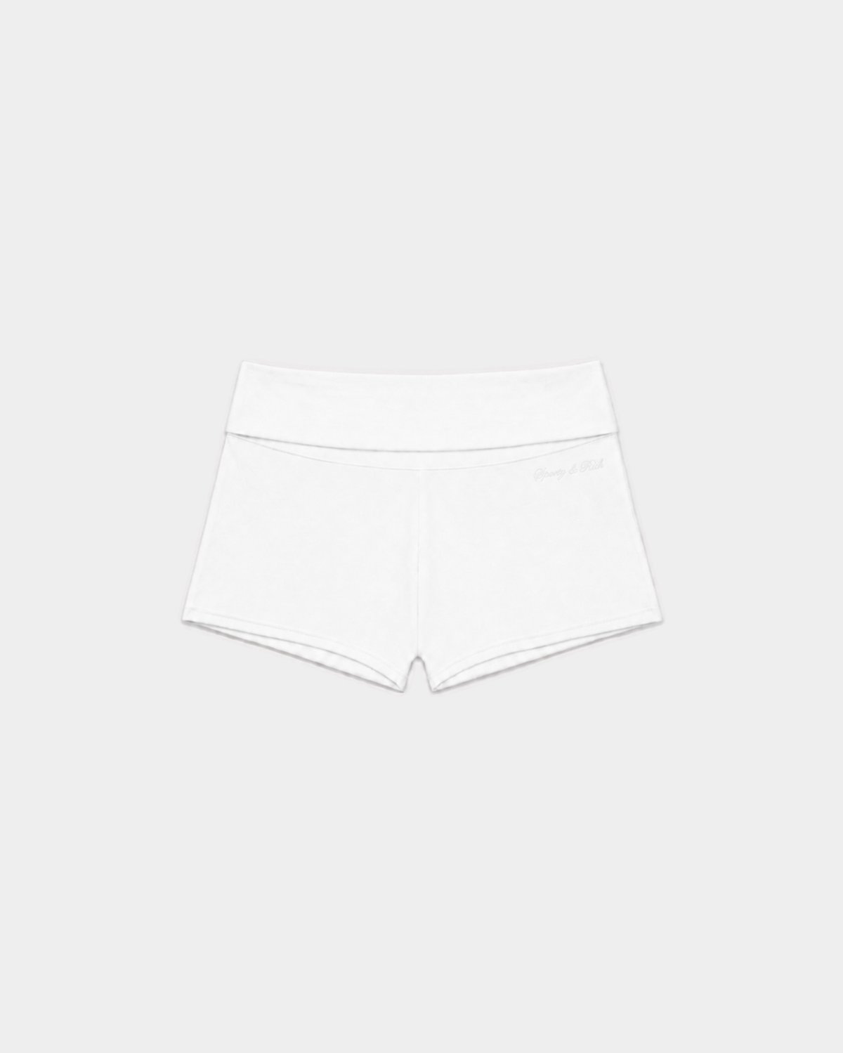 Sporty & Rich Clementine Signature Logo Foldover Short in White