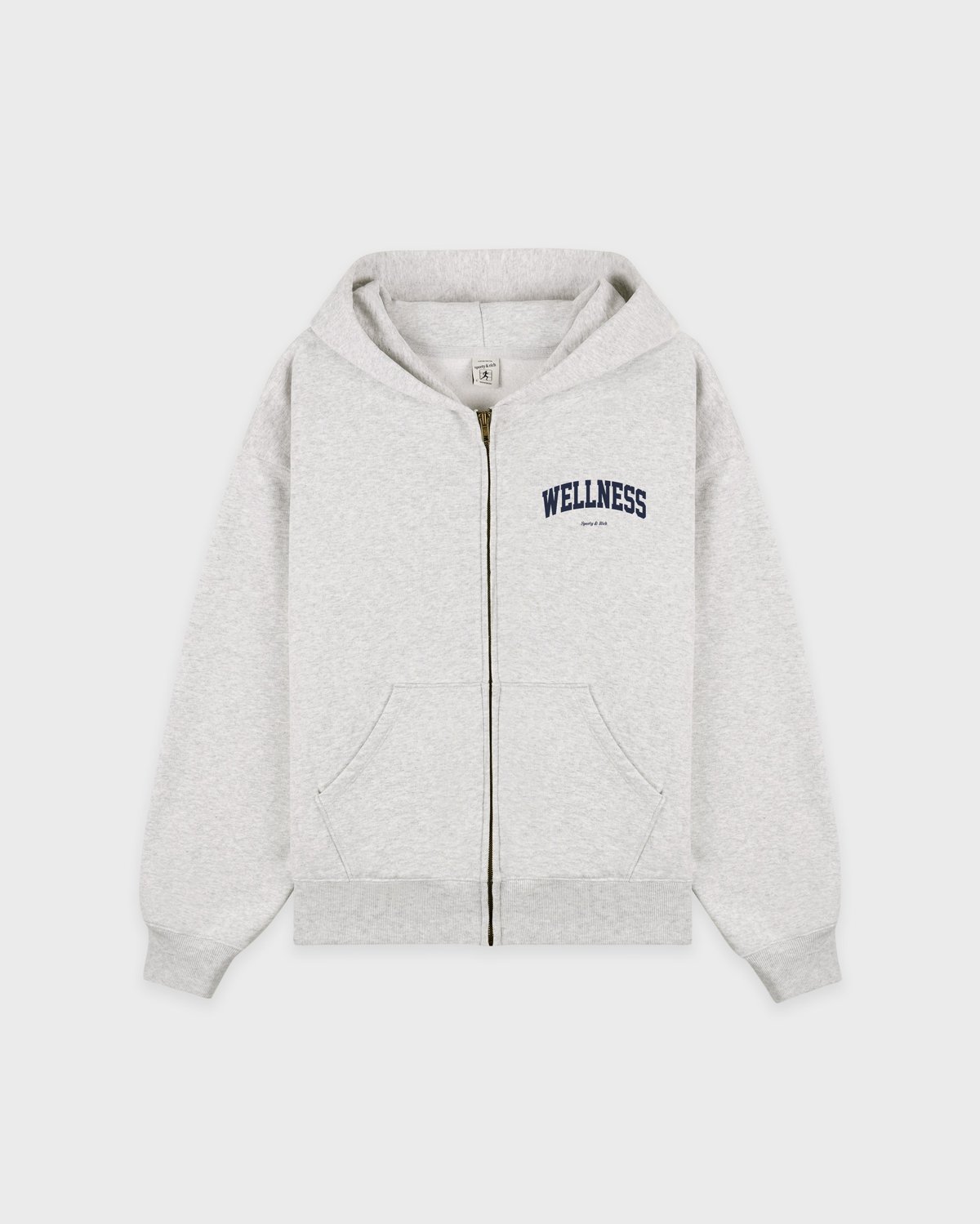 Sporty & Rich Wellness Ivy Zip Hoodie in Heather Gray/Light Navy