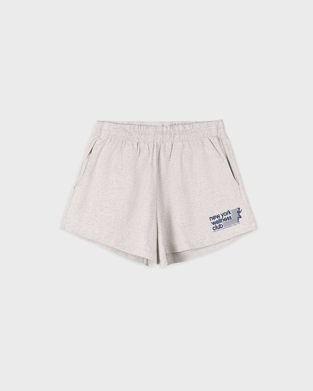 Sporty & Rich USA Wellness Club Disco Short in Heather Gray/White