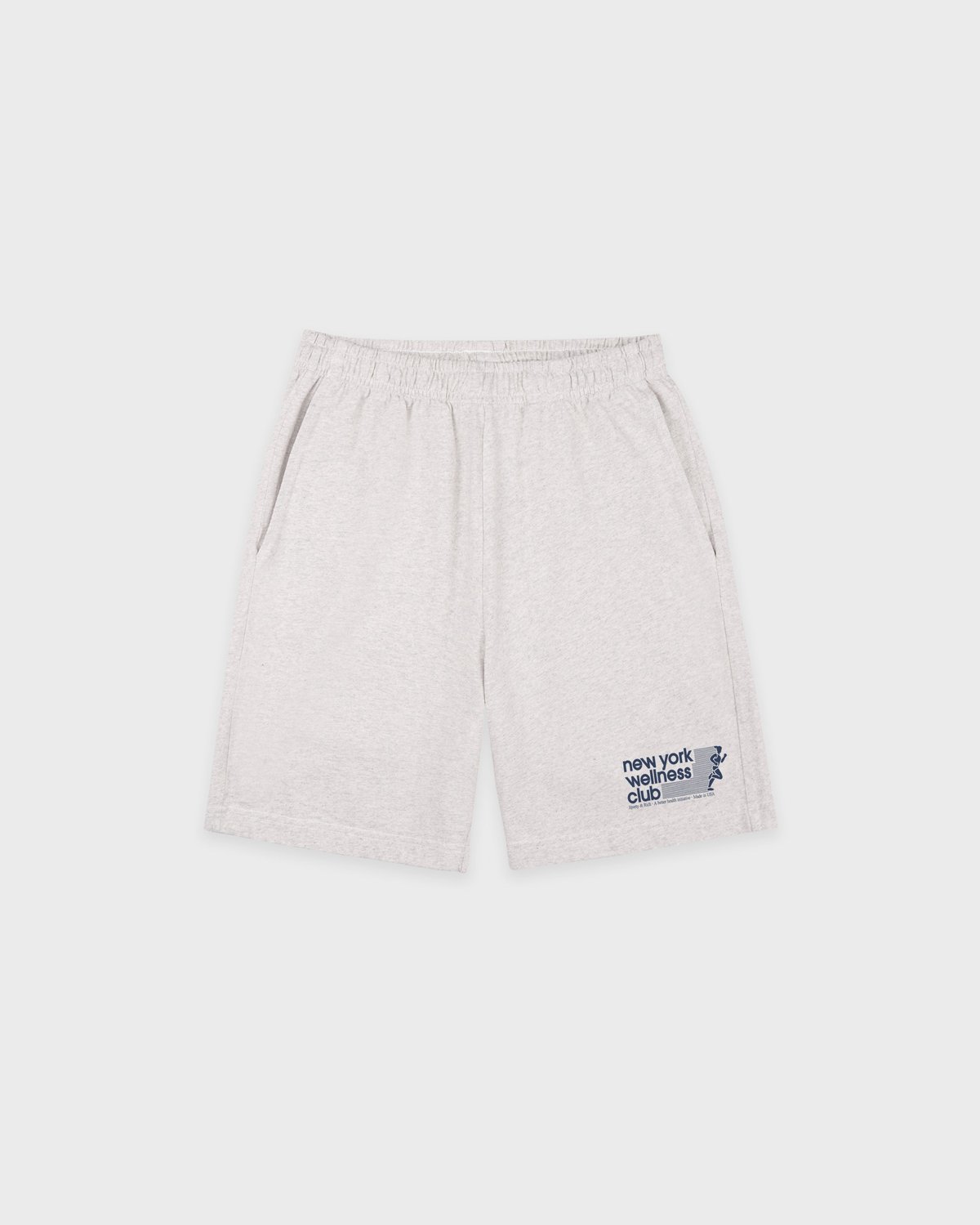 Sporty & Rich USA Wellness Club Gym Short in Heather Gray/Light Navy