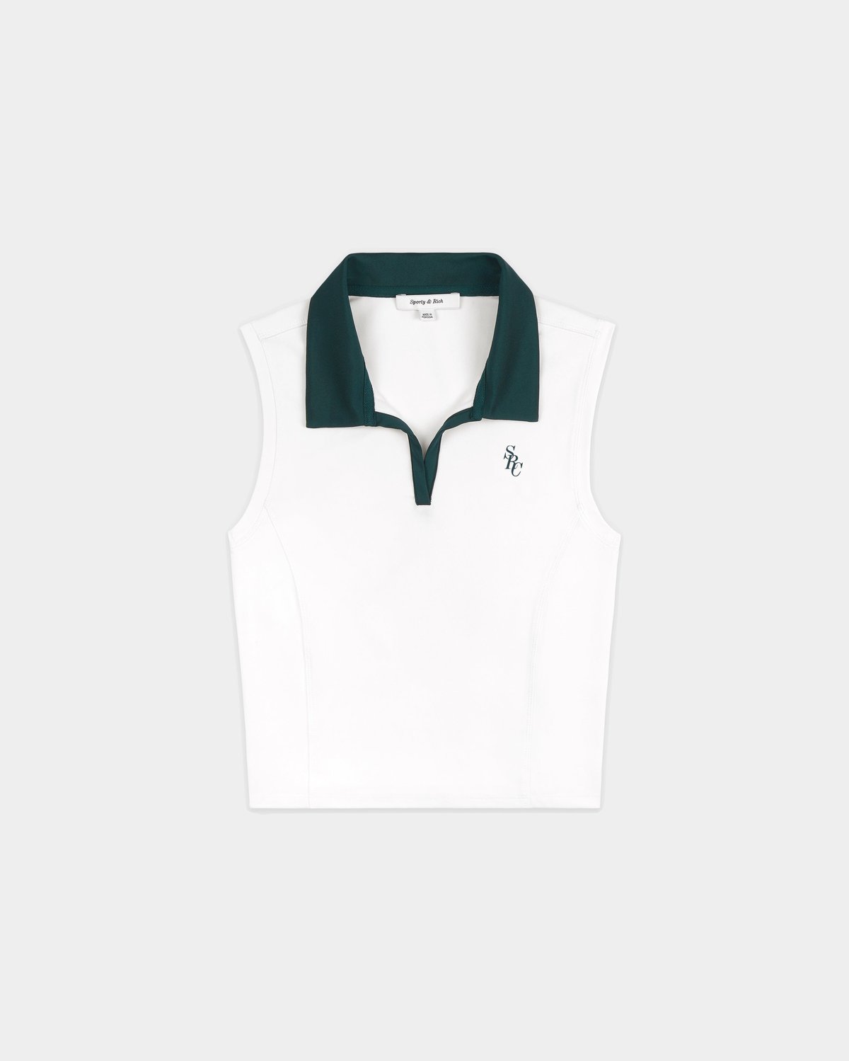 Sporty & Rich Fanny SRC Sports Polo Vest in White/Forest