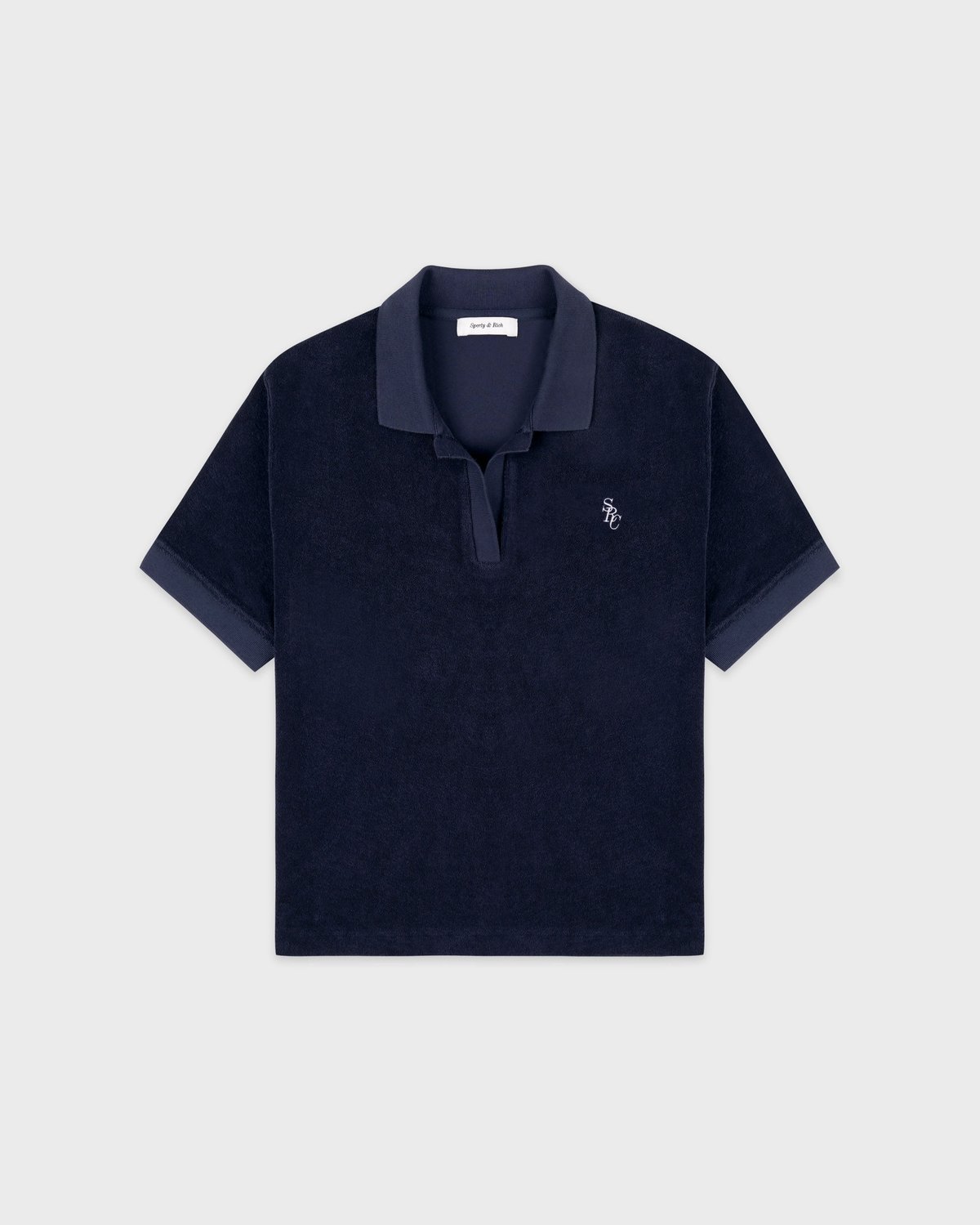 Sporty & Rich SRC Terry Polo in Navy/White