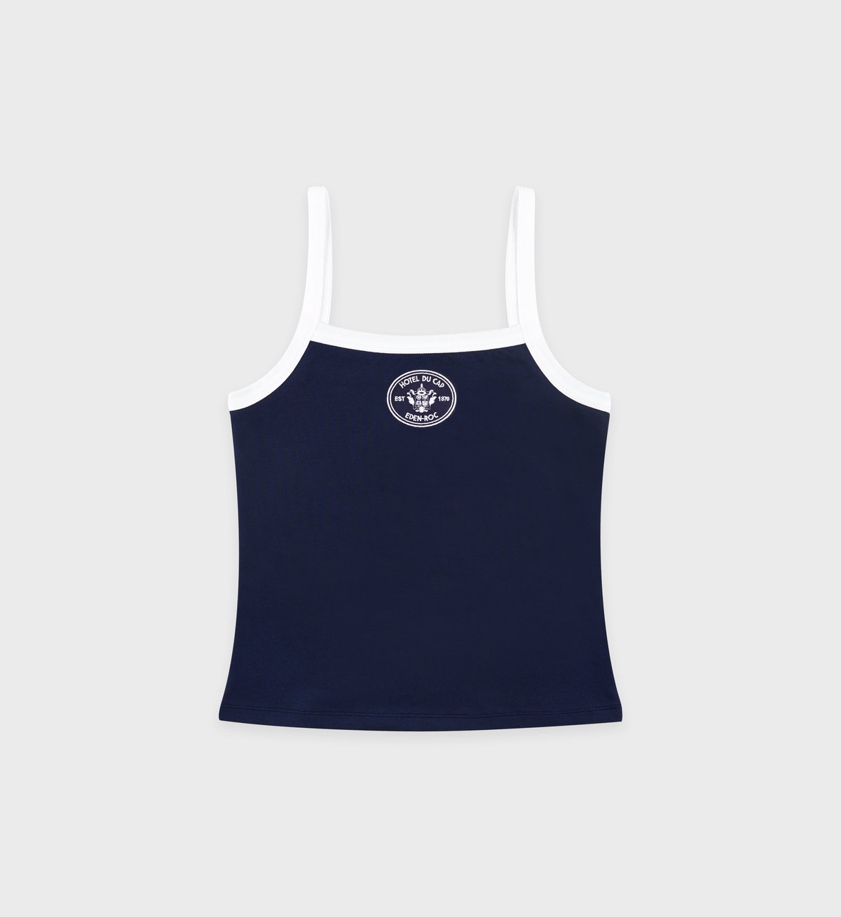 Sporty & Rich Eden Crest Embroidered Pique Tank in Navy/White
