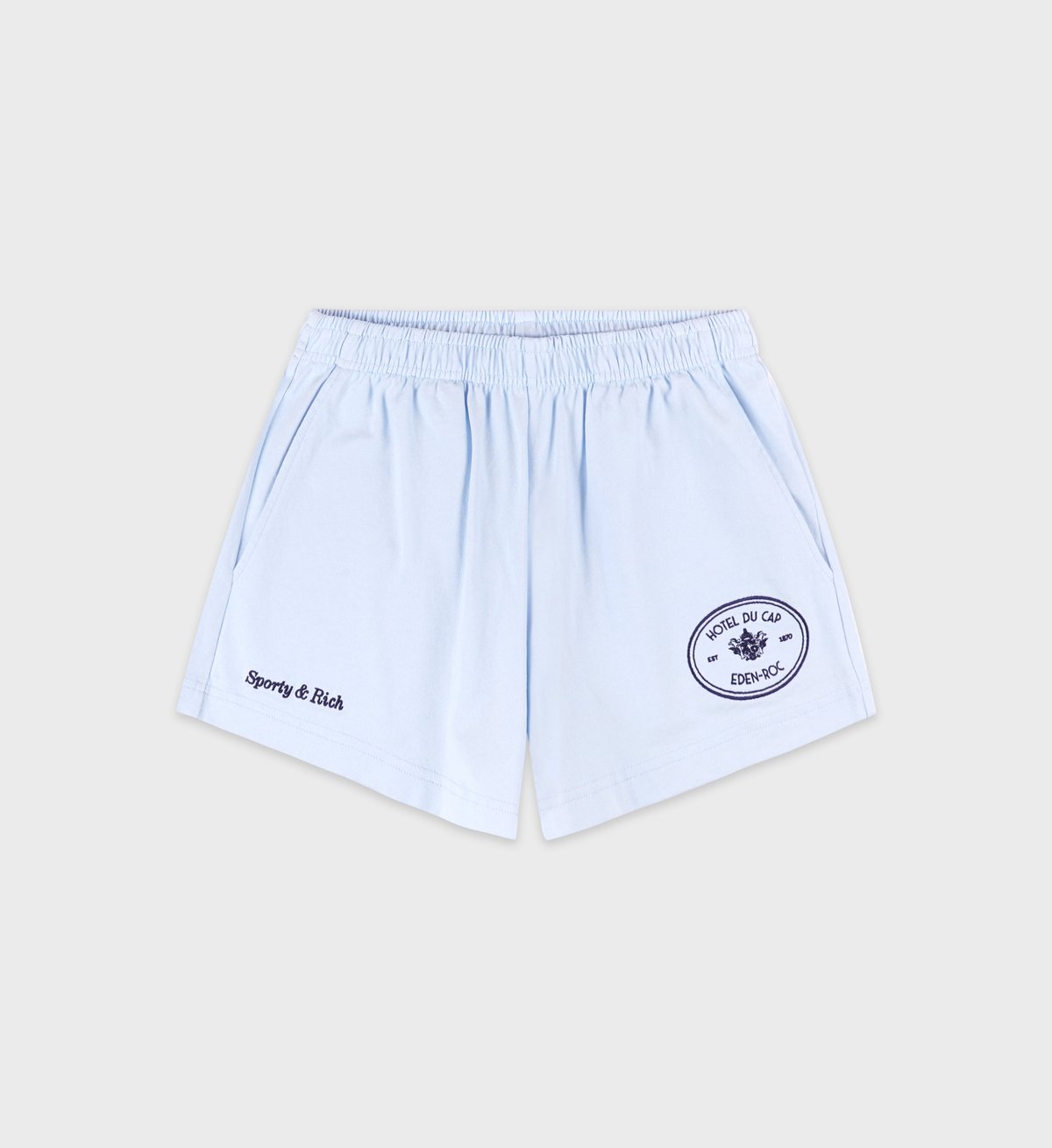 Sporty & Rich Eden Crest Disco Short in Ciel/Navy