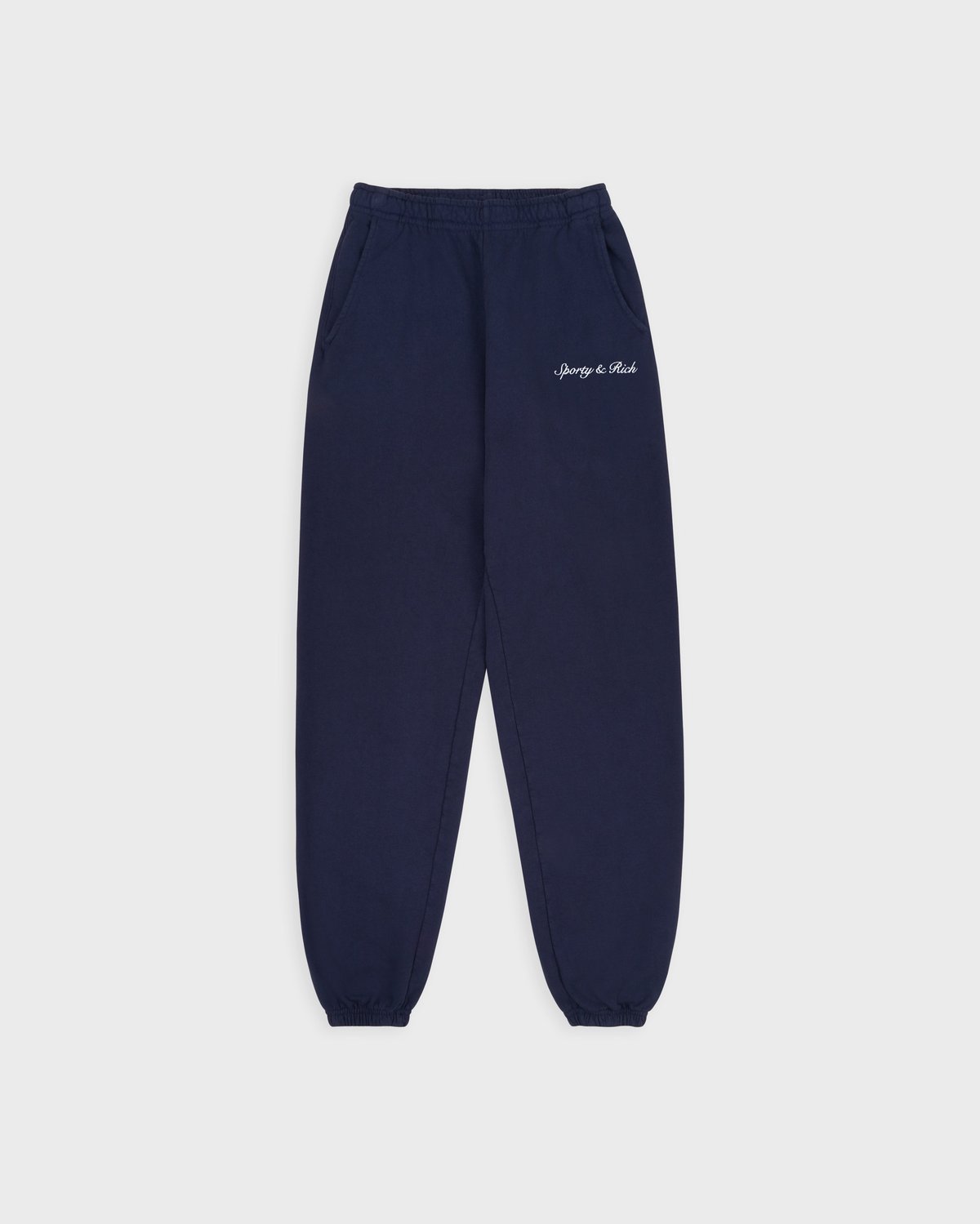 Sporty & Rich Syracuse Embroidered Sweatpant in Navy/White