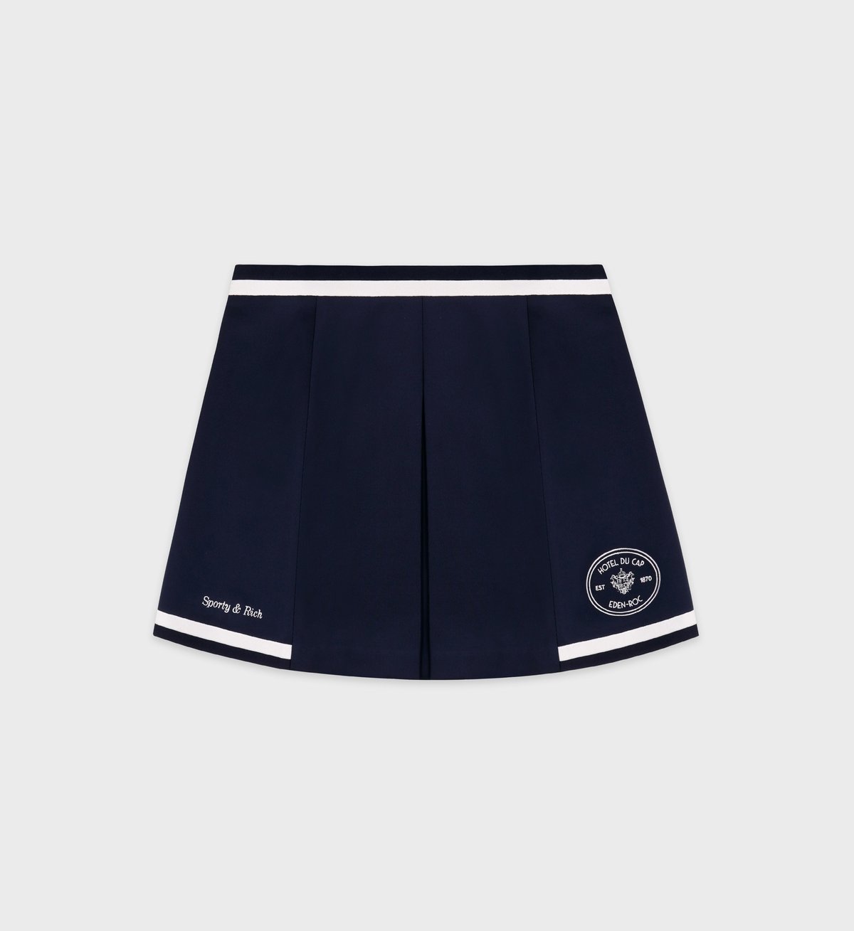 Sporty & Rich Eden Crest Embroidered Mila Skirt in Navy/White