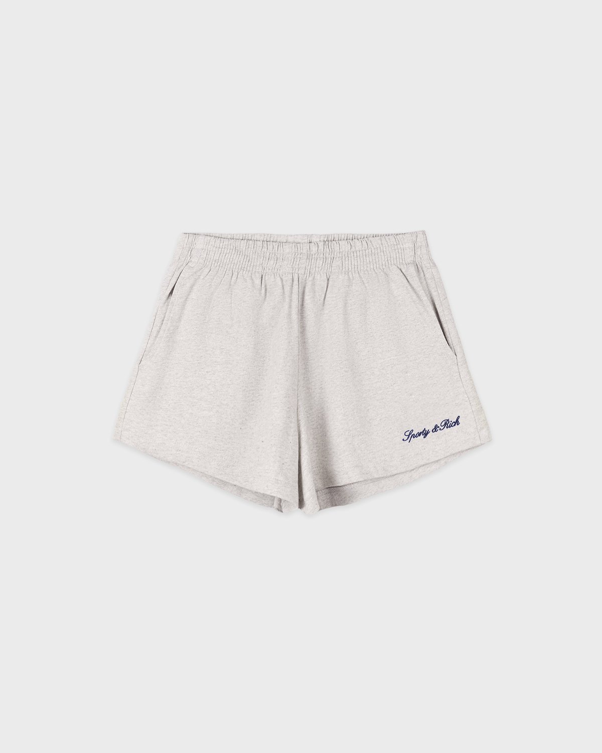 Sporty & Rich Syracuse Embroidered Disco short in Heather Gray/Navy