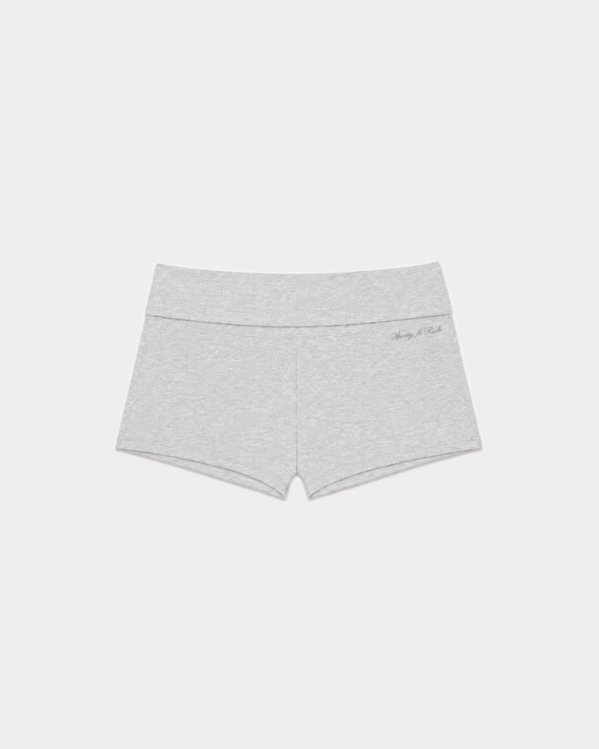 Sporty & Rich Clementine Signature Logo Foldover Short in Heather Gray