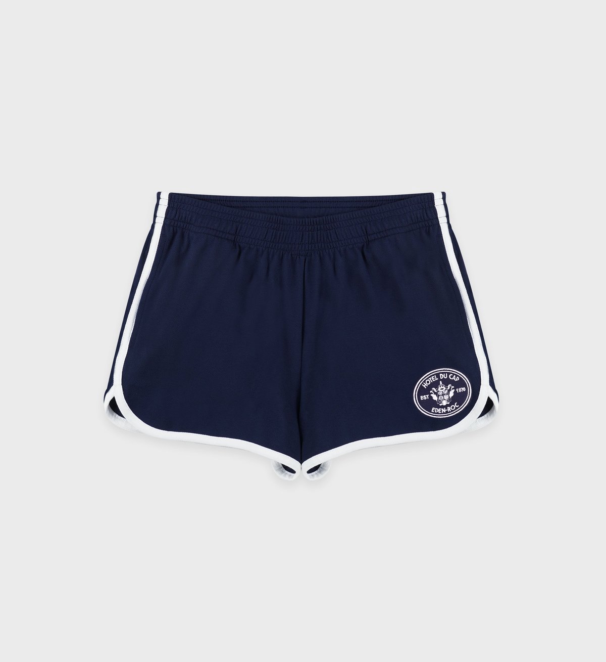 Sporty & Rich Eden Crest Embroidered Pique Short in Navy/White