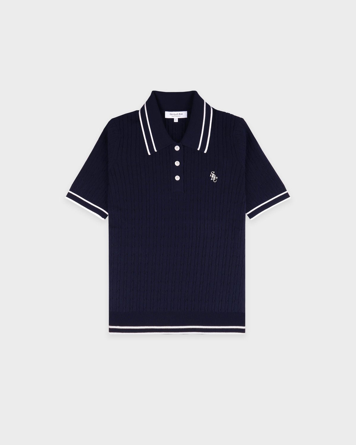 Sporty & Rich SRC Mini Cable Polo in Navy/White