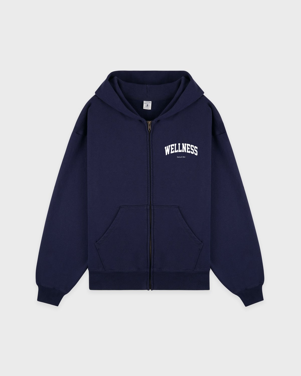 Sporty & Rich Wellness Ivy Zip Hoodie in Dark Navy/White