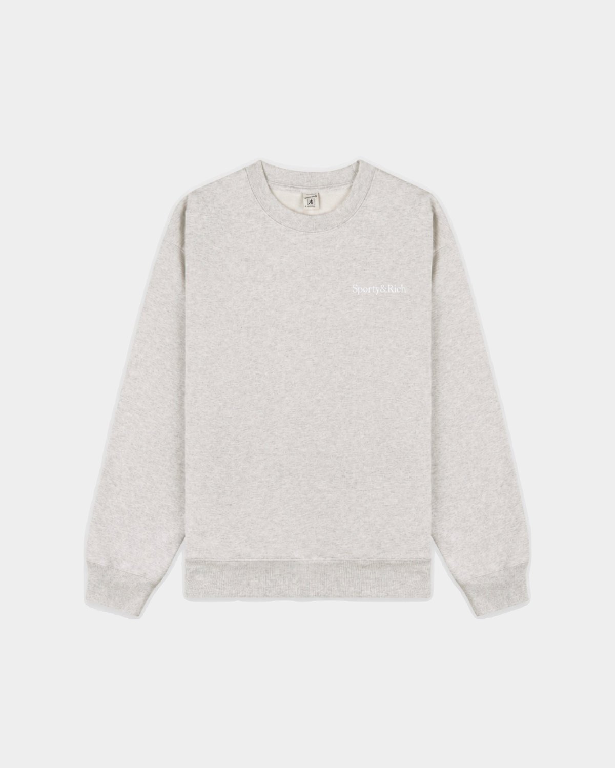 Sporty & Rich Emmett Serif Logo Crewneck in Heather Gray