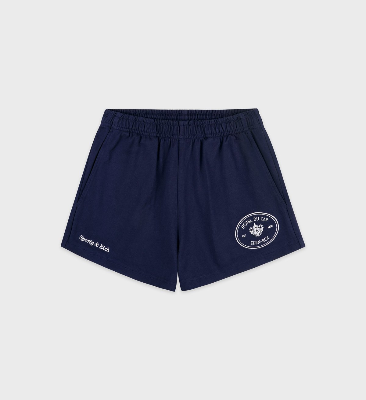 Sporty & Rich Eden Crest Disco Short in Navy/White