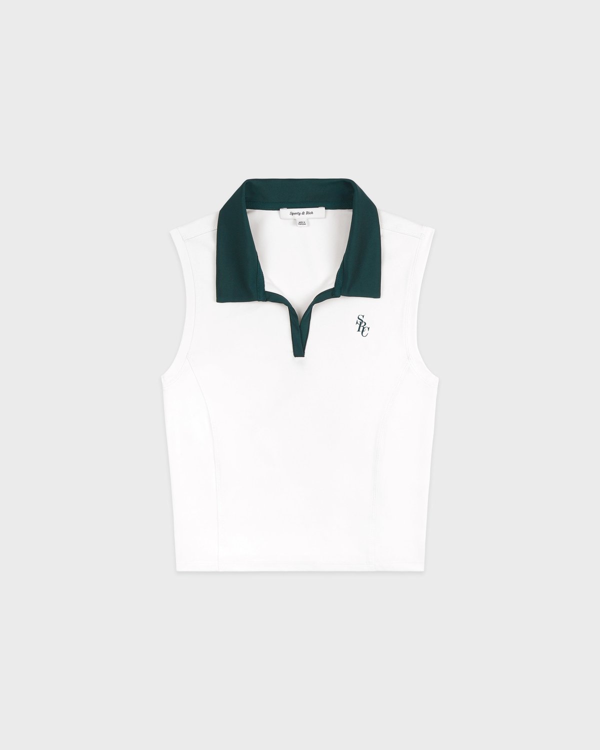 Sporty & Rich SRC Sports Polo Vest in White/Forest