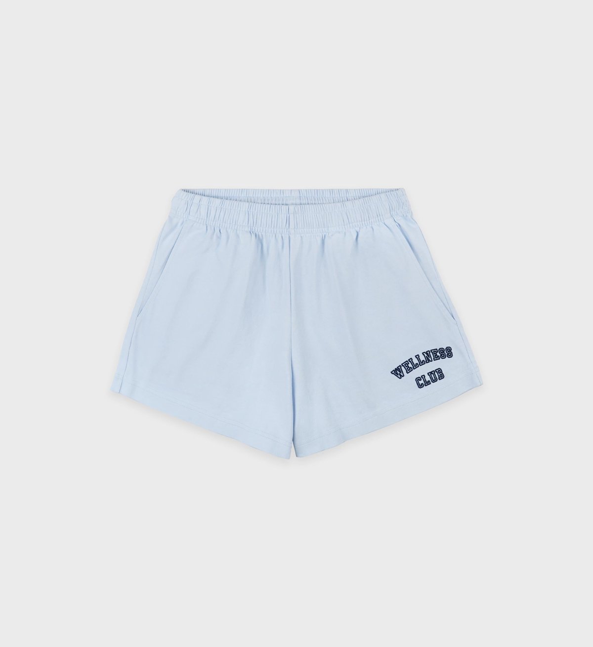 Sporty & Rich Wellness Club Flocked Disco Short in Ciel/Navy