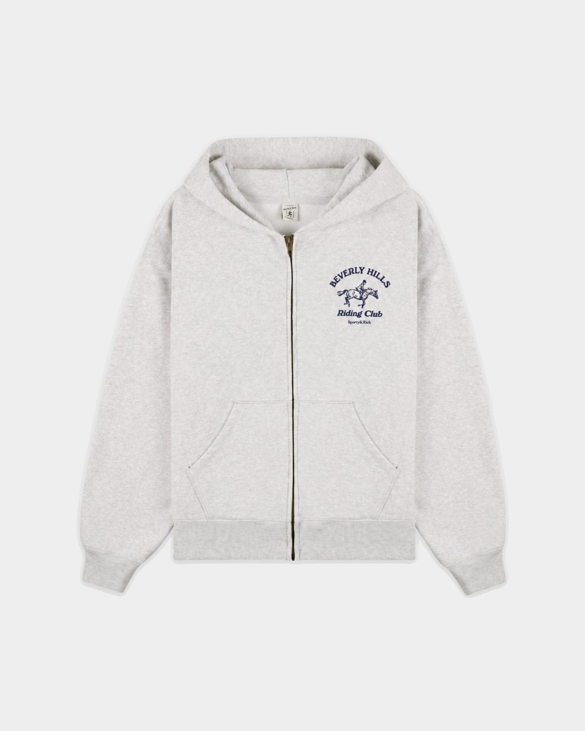 Sporty & Rich Eliana BH Riding Club Zip Hoodie in Heather Gray