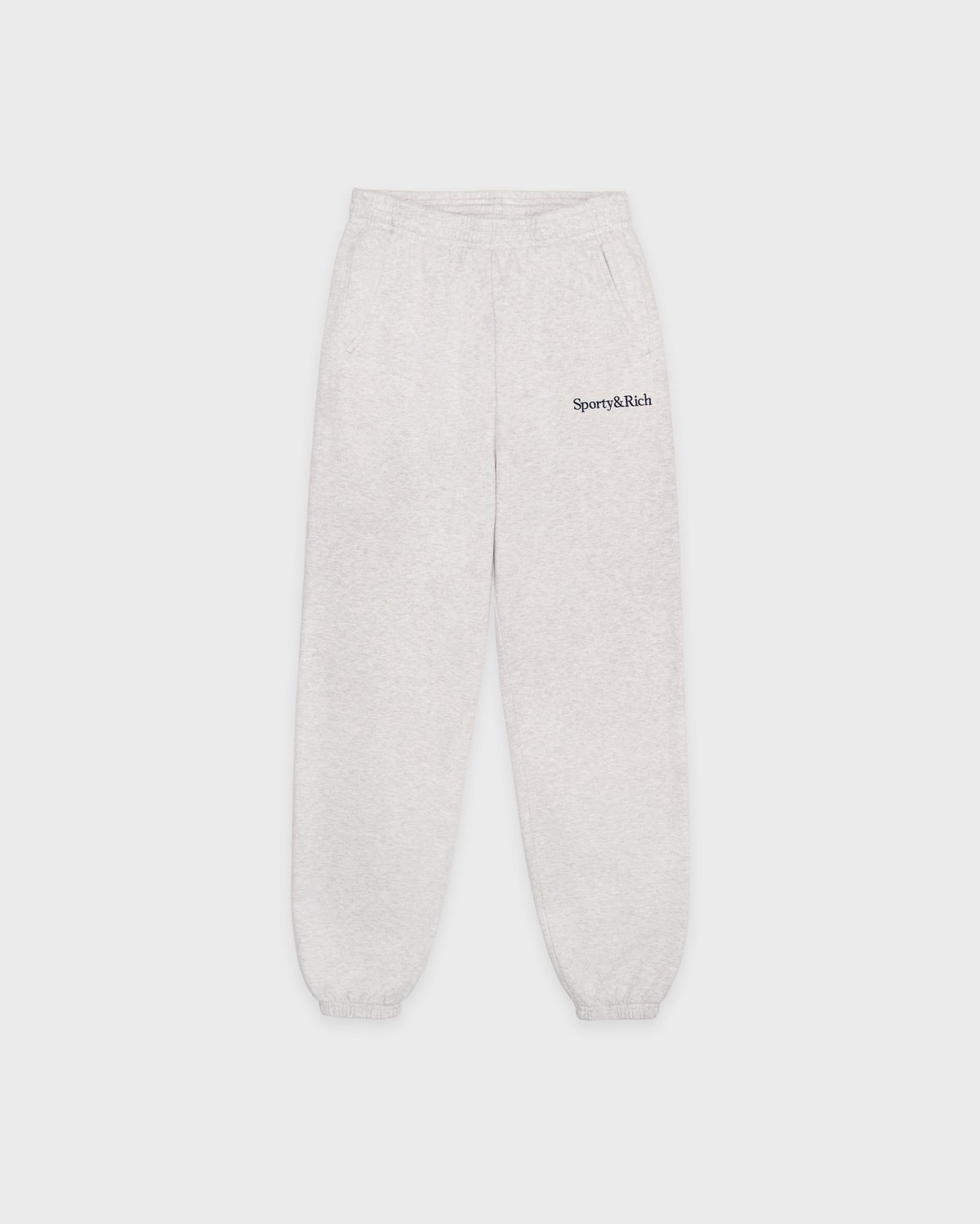 Sporty & Rich Serif Logo Embroidered Sweatpant in Heather Gray